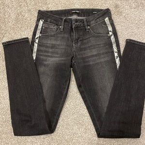 Dear John skinny, black jeans with snake stripe